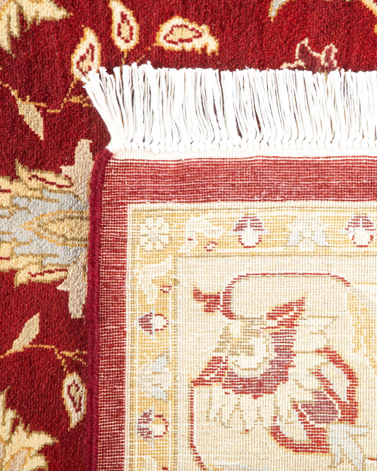 XXI secolo e contemporaneo Tappeto tradizionale orientale Mogul rosso, unico nel suo genere, annodato a mano in vendita