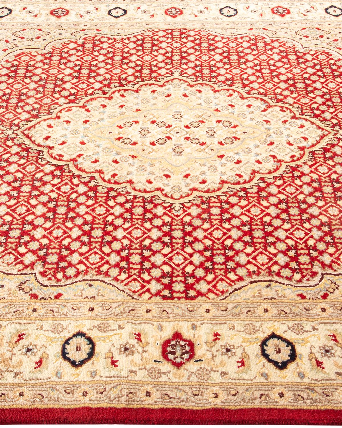 One-of-a-kind Hand Knotted Traditional Oriental Mogul Red Area Rug In New Condition For Sale In Norwalk, CT
