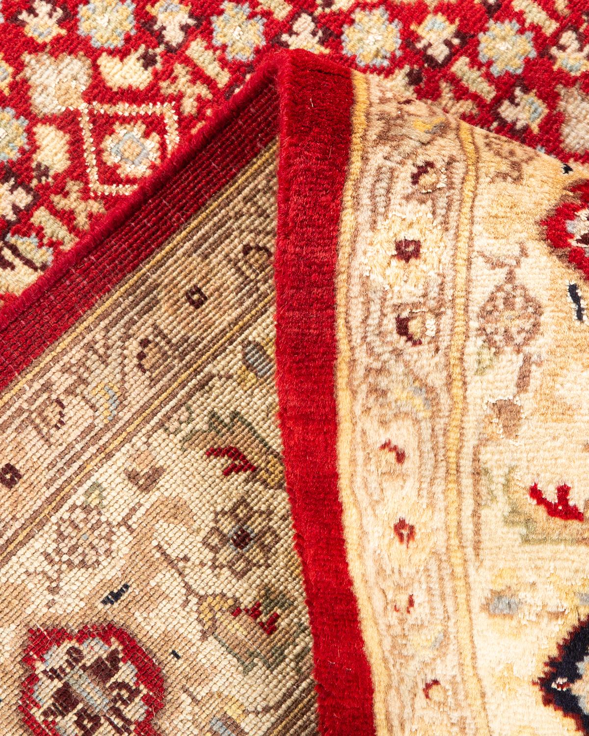 Wool One-of-a-kind Hand Knotted Traditional Oriental Mogul Red Area Rug For Sale