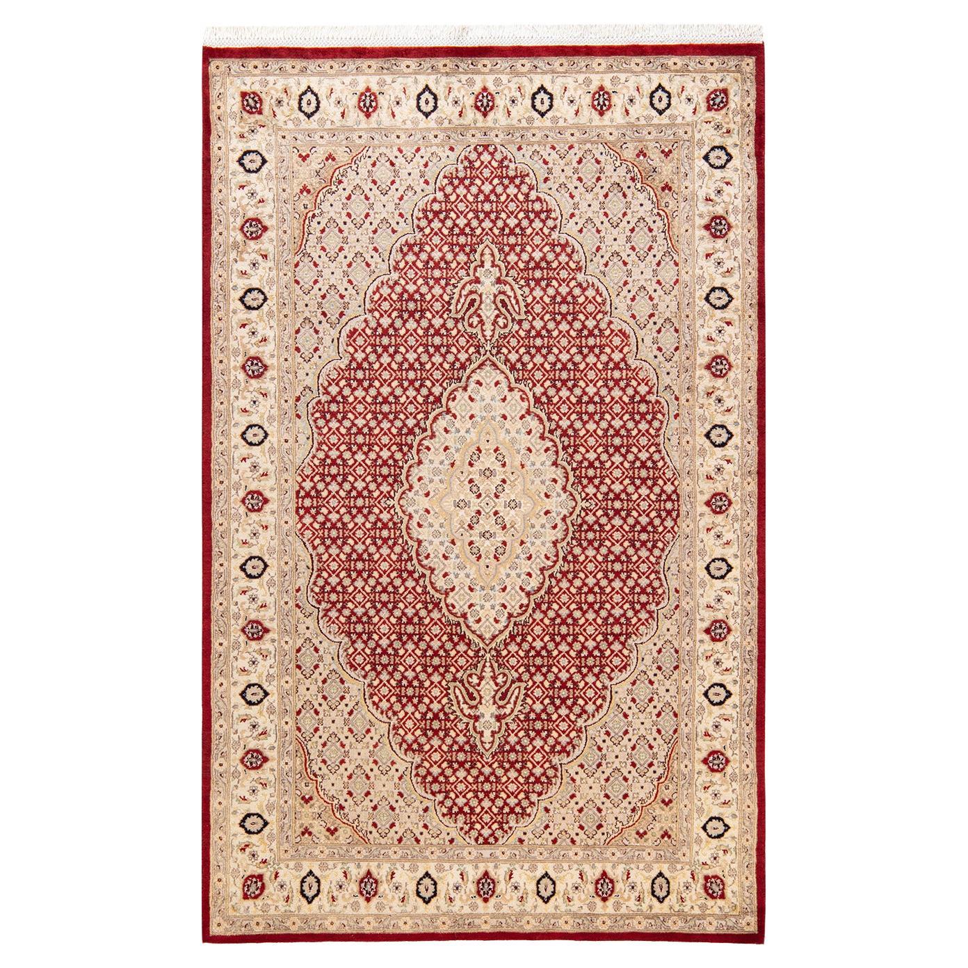 One-of-a-kind Hand Knotted Traditional Oriental Mogul Red Area Rug