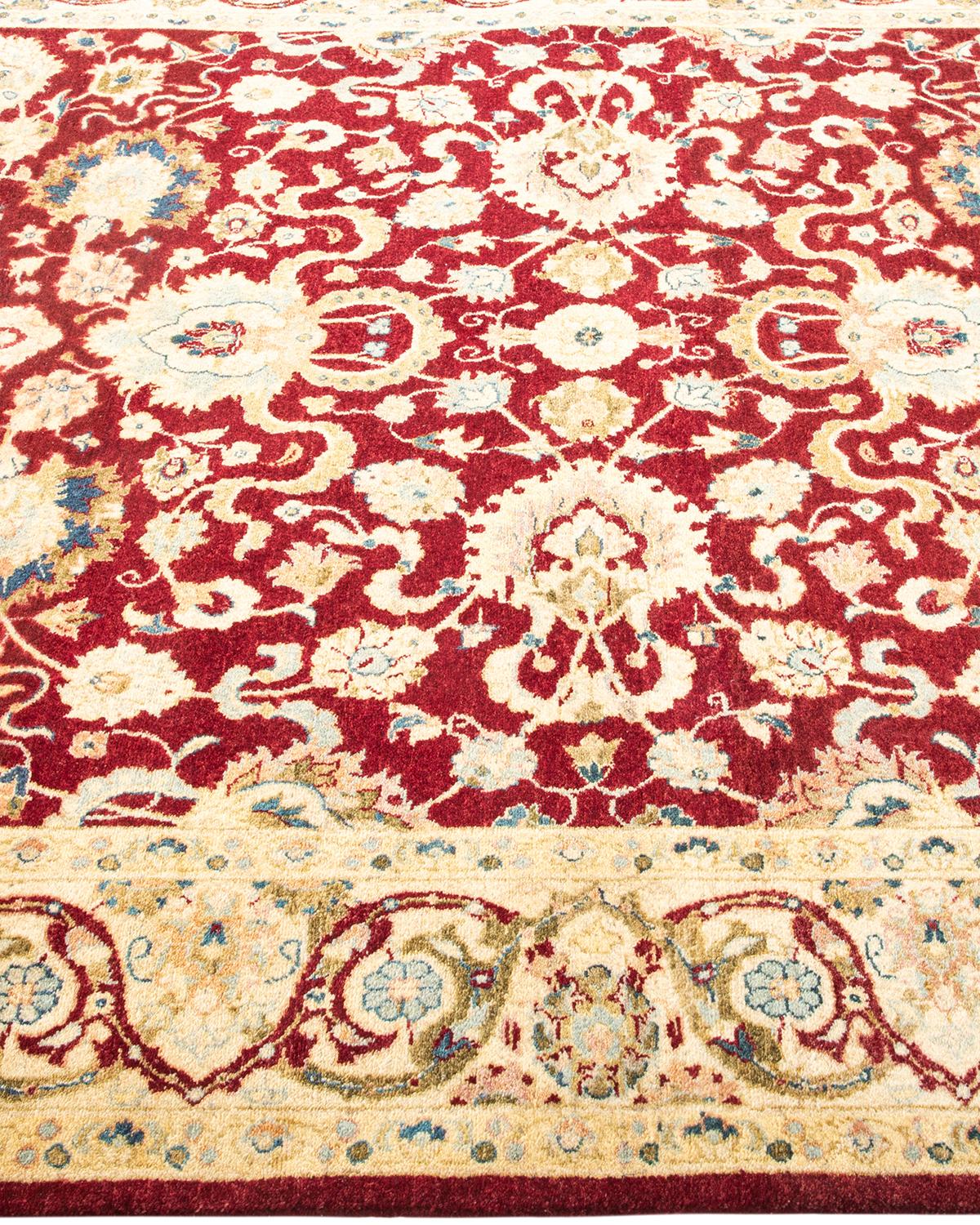 One-of-a-Kind Hand Knotted Traditional Oriental Mogul Red Area Rug In New Condition For Sale In Norwalk, CT
