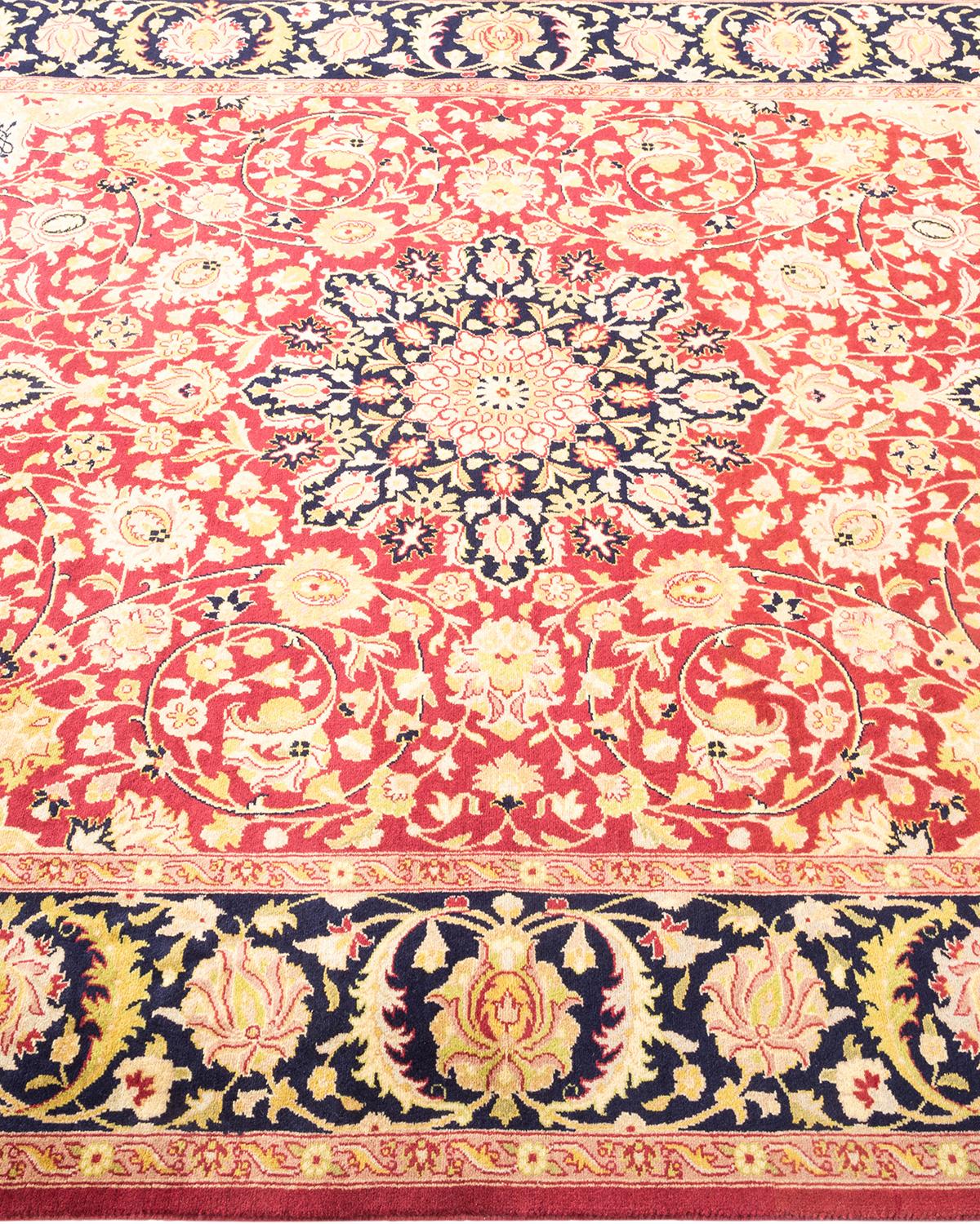 One-of-a-kind Hand Knotted Traditional Oriental Mogul Red Area Rug In New Condition For Sale In Norwalk, CT