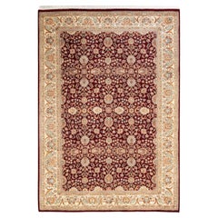 Handgeknüpfter traditioneller orientalischer Mogul-Roter Teppich, handgeknüpft, Unikat