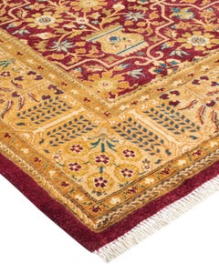 Handgeknüpfter traditioneller orientalischer Mogul-Roter Teppich, handgeknüpft, Unikat