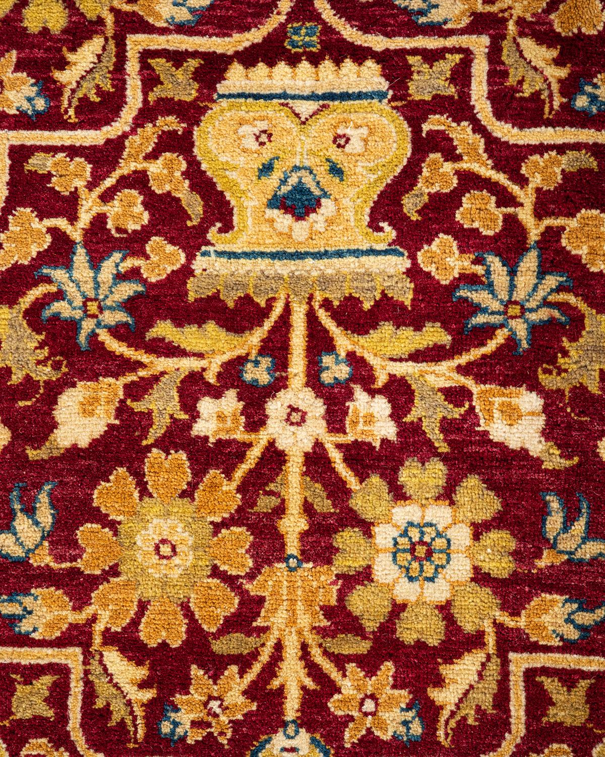 Alfombra Oriental Tradicional Mogul Roja Anudada a Mano Única en su Género Pakistaní en venta