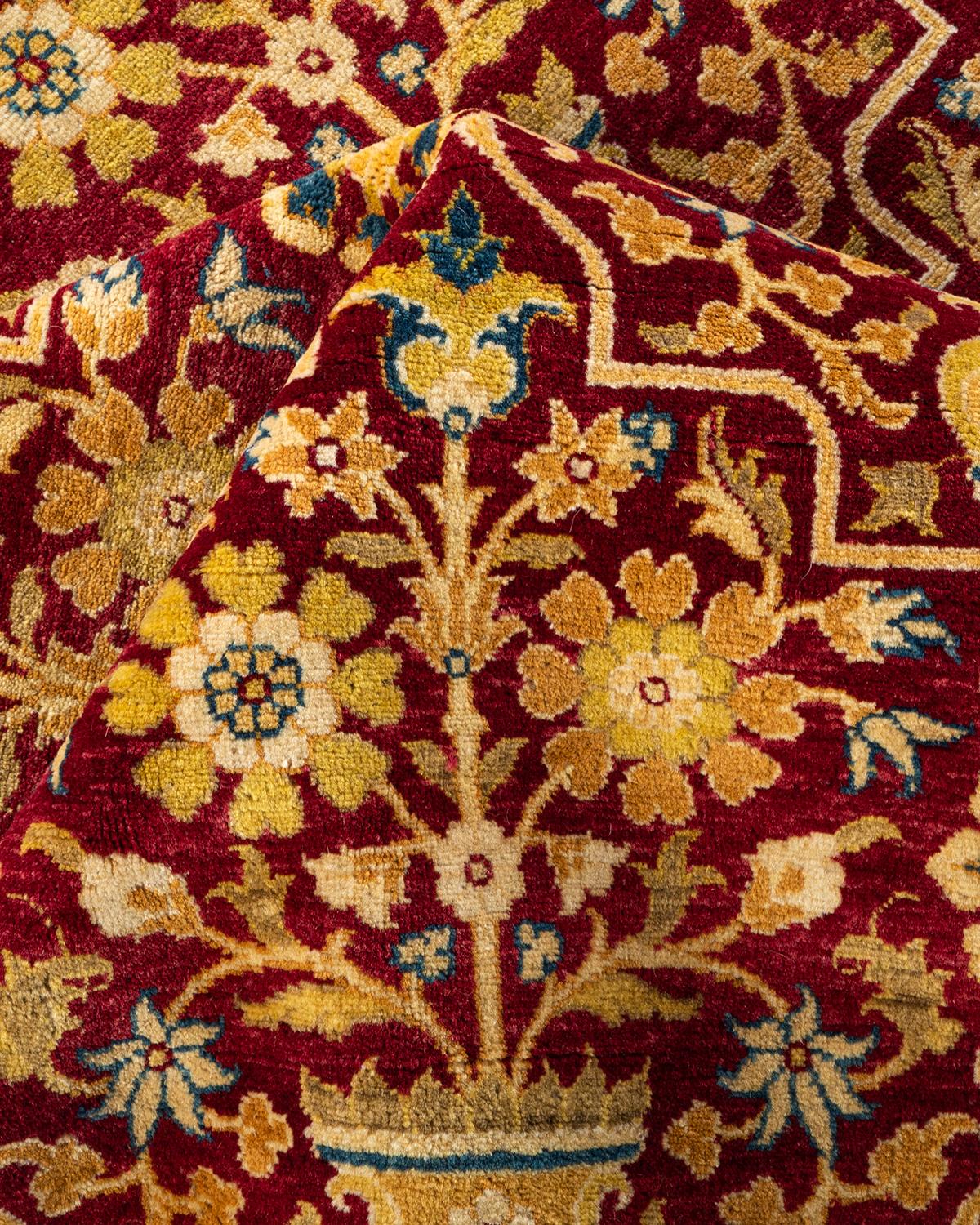 Alfombra Oriental Tradicional Mogul Roja Anudada a Mano Única en su Género en venta 1