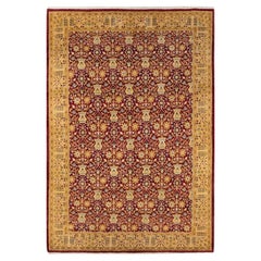 One-Of-A-Kind Hand Knotted Traditional Oriental Mogul Red Area Rug