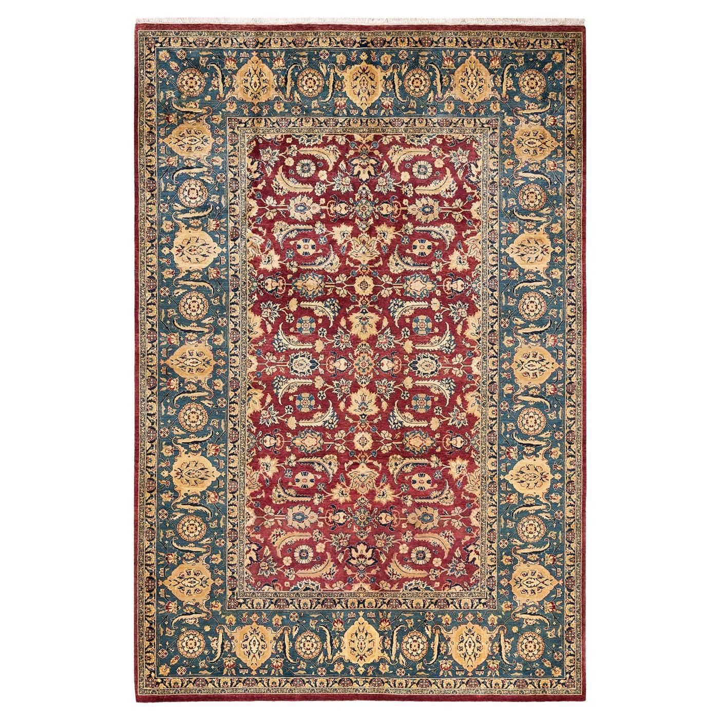 One-of-a-kind Hand Knotted Traditional Oriental Mogul Red Area Rug