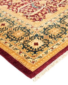 Handgeknüpfter traditioneller orientalischer Mogul-Roter Teppich, handgeknüpft, Unikat