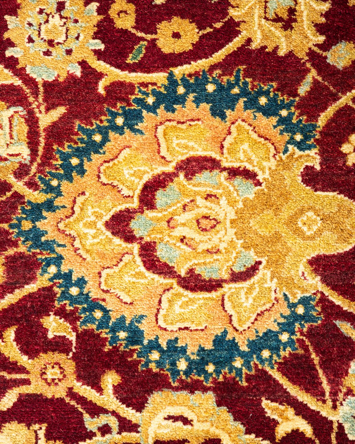 Alfombra Oriental Tradicional Mogul Roja Anudada a Mano Única en su Género Pakistaní en venta