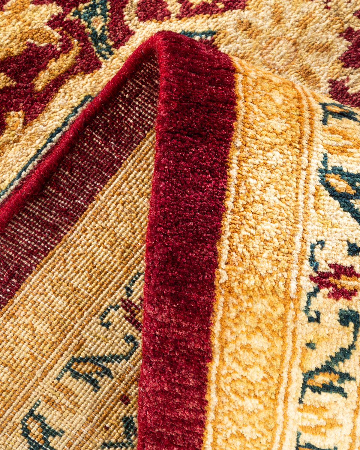 Alfombra oriental tradicional Mogul roja anudada a mano única en su género Lana en venta