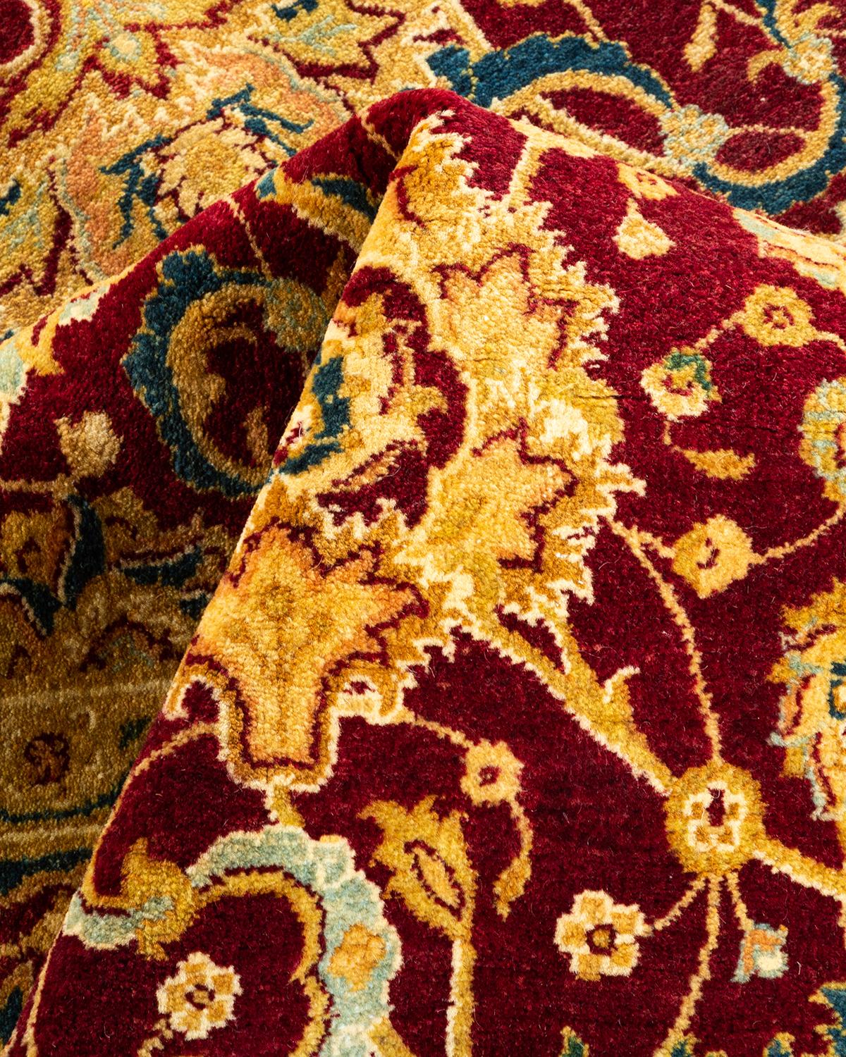 Alfombra Oriental Tradicional Mogul Roja Anudada a Mano Única en su Género en venta 1