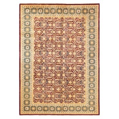 Handgeknüpfter traditioneller orientalischer Mogul-Roter Teppich, handgeknüpft, Unikat