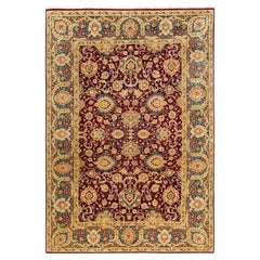 One-of-a-Kind Hand Knotted Traditional Oriental Mogul Red Area Rug
