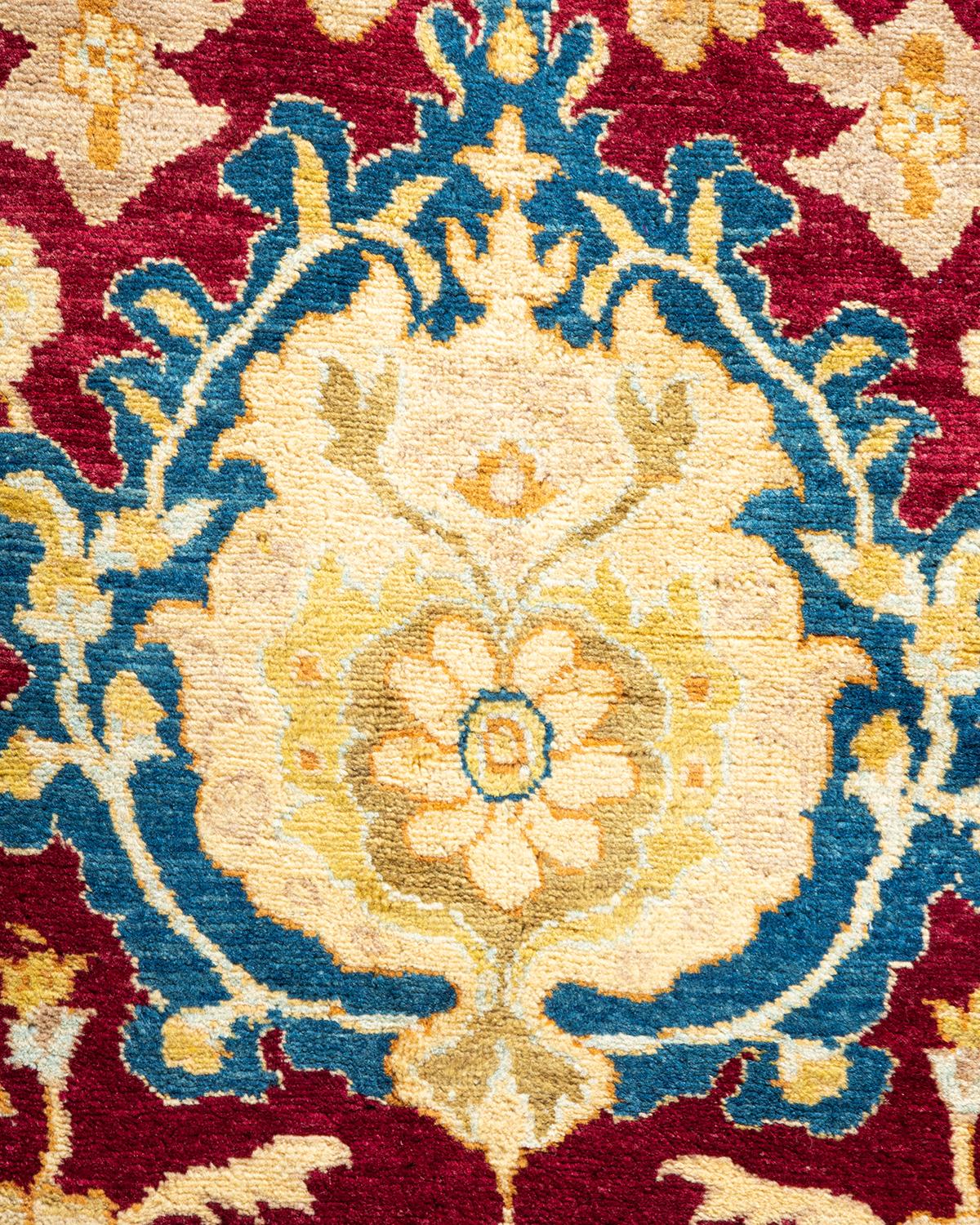 Alfombra Oriental Tradicional Mogul Roja Anudada a Mano Única en su Género Pakistaní en venta