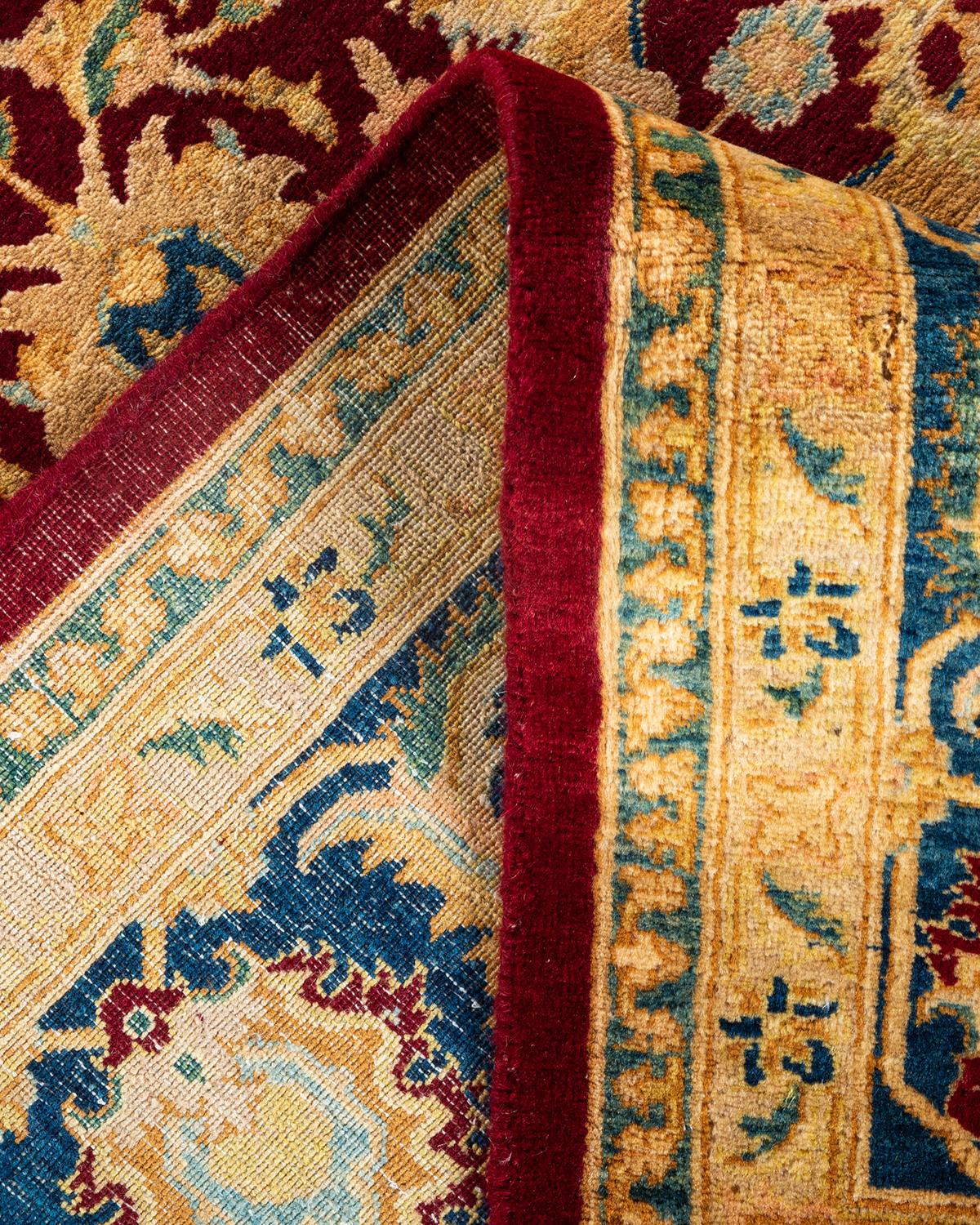 Lana Tappeto tradizionale orientale Mogul rosso, unico nel suo genere, annodato a mano in vendita