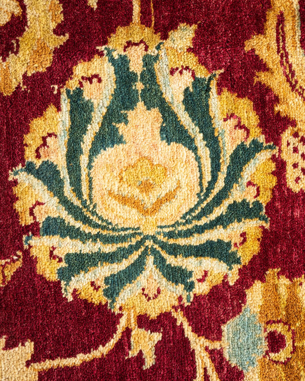 Alfombra Oriental Tradicional Mogul Roja Anudada a Mano Única en su Género Pakistaní en venta