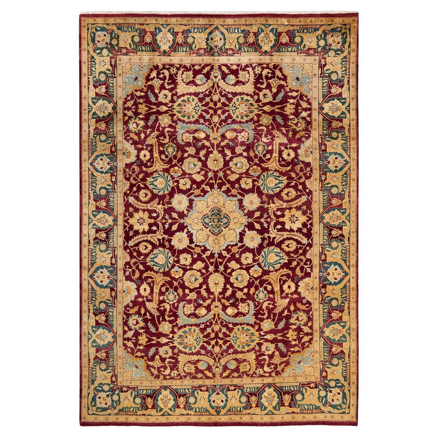 One-Of-A-Kind Hand Knotted Traditional Oriental Mogul Red Area Rug