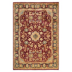 One-Of-A-Kind Hand Knotted Traditional Oriental Mogul Red Area Rug