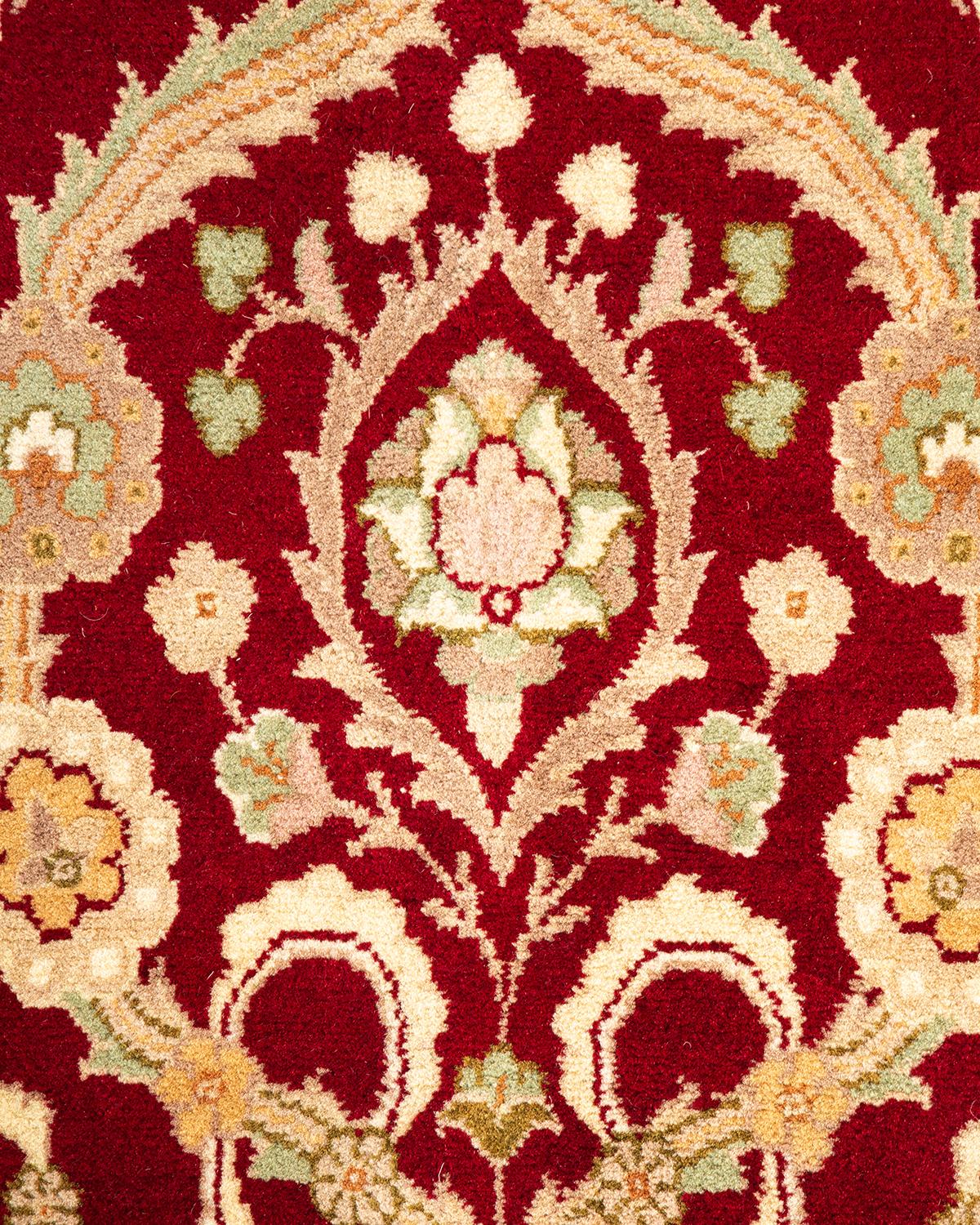 Handgeknüpfter traditioneller orientalischer Mogul-Roter Teppich, handgeknüpft, Unikat (Pakistanisch) im Angebot