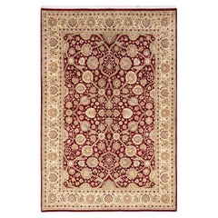 One-of-a-kind Hand Knotted Traditional Oriental Mogul Red Area Rug