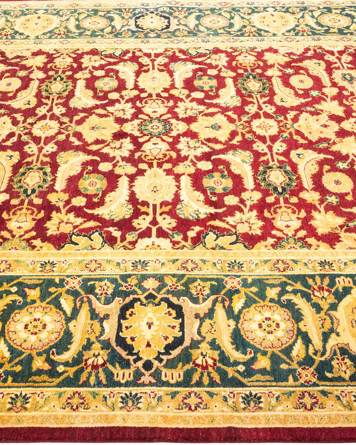 Tapis traditionnel oriental rouge moghol noué à la main, unique en son genre Neuf - En vente à Norwalk, CT