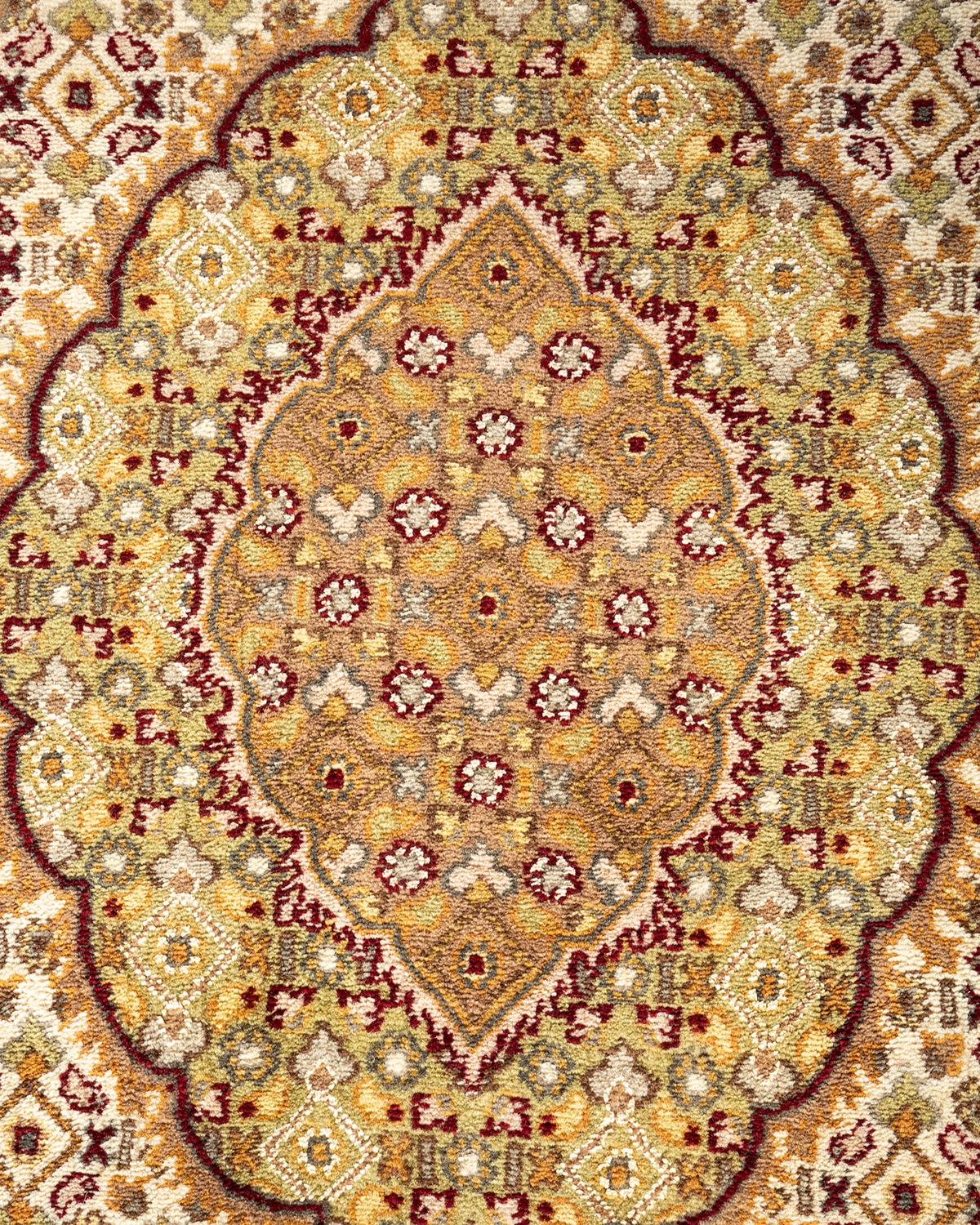 Pakistani One-of-a-Kind Hand Knotted Traditional Oriental Mogul Red Area Rug For Sale