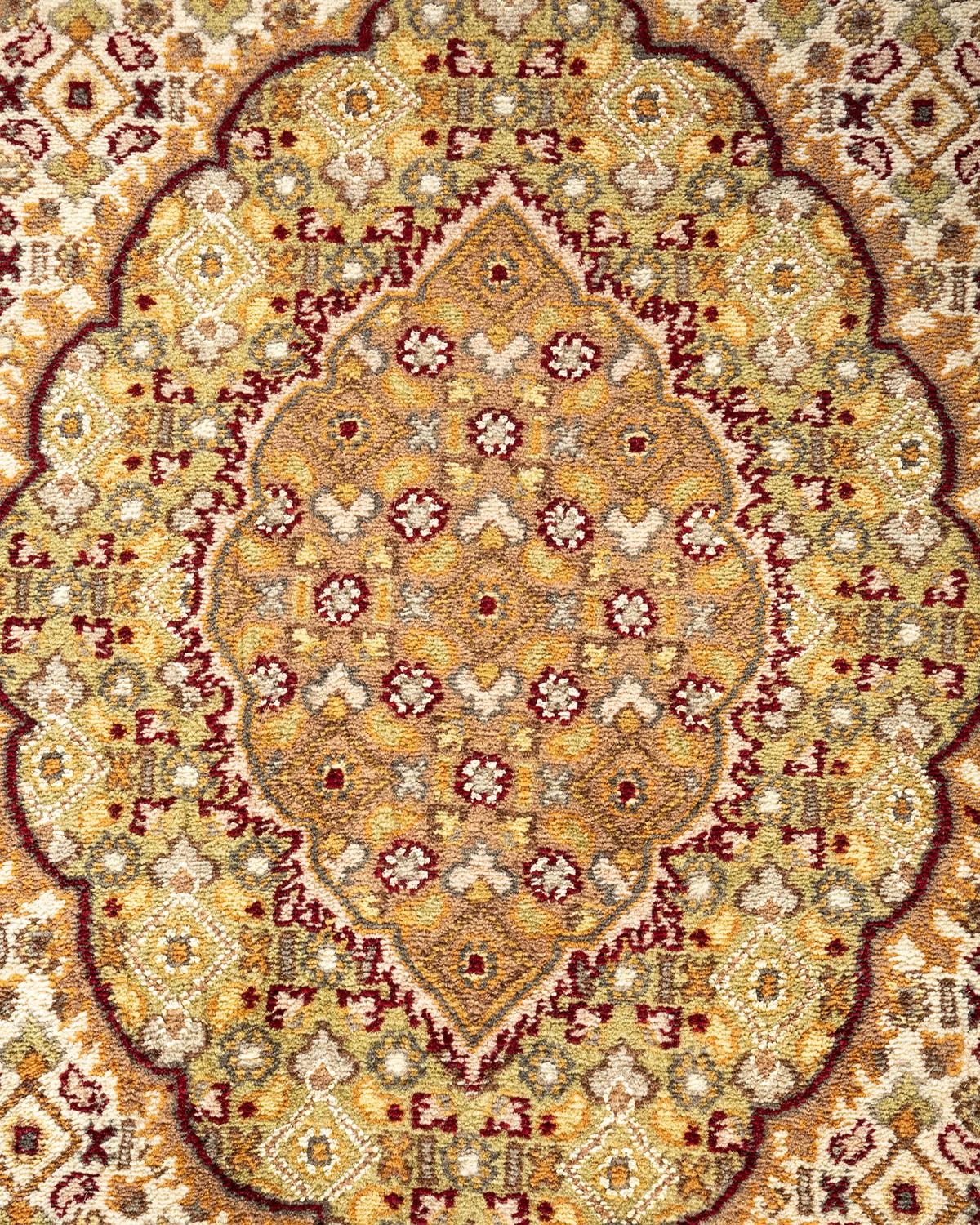 Pakistanais Tapis traditionnel oriental rouge moghol noué à la main, unique en son genre en vente