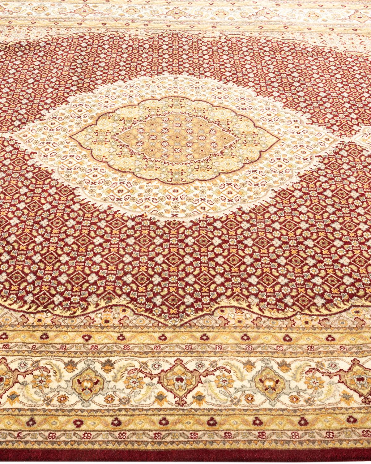 Tapis traditionnel oriental rouge moghol noué à la main, unique en son genre Neuf - En vente à Norwalk, CT