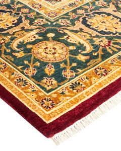 Handgeknüpfter traditioneller orientalischer Mogul-Roter Teppich, handgeknüpft, Unikat