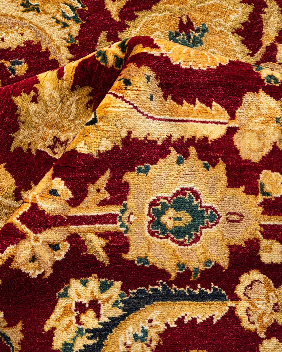 Alfombra Oriental Tradicional Mogul Roja Anudada a Mano Única en su Género en venta 1