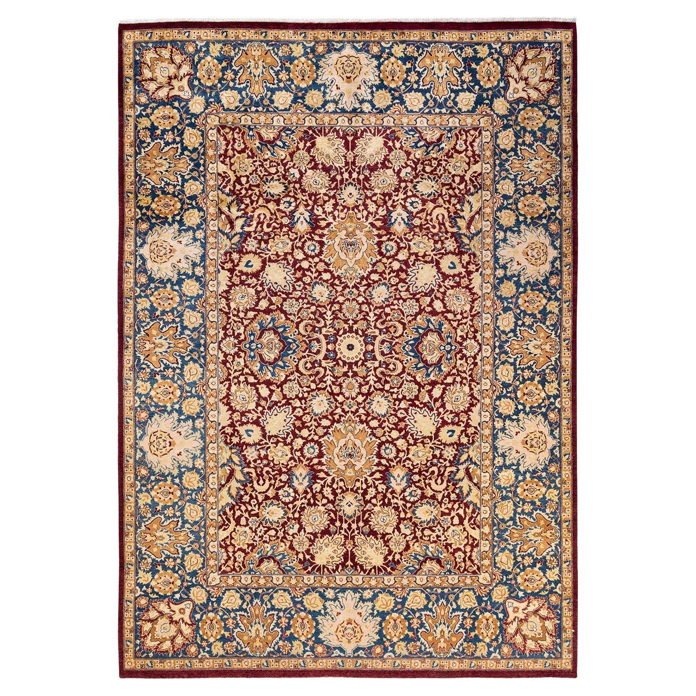 One-Of-A-Kind Hand Knotted Traditional Oriental Mogul Red Area Rug