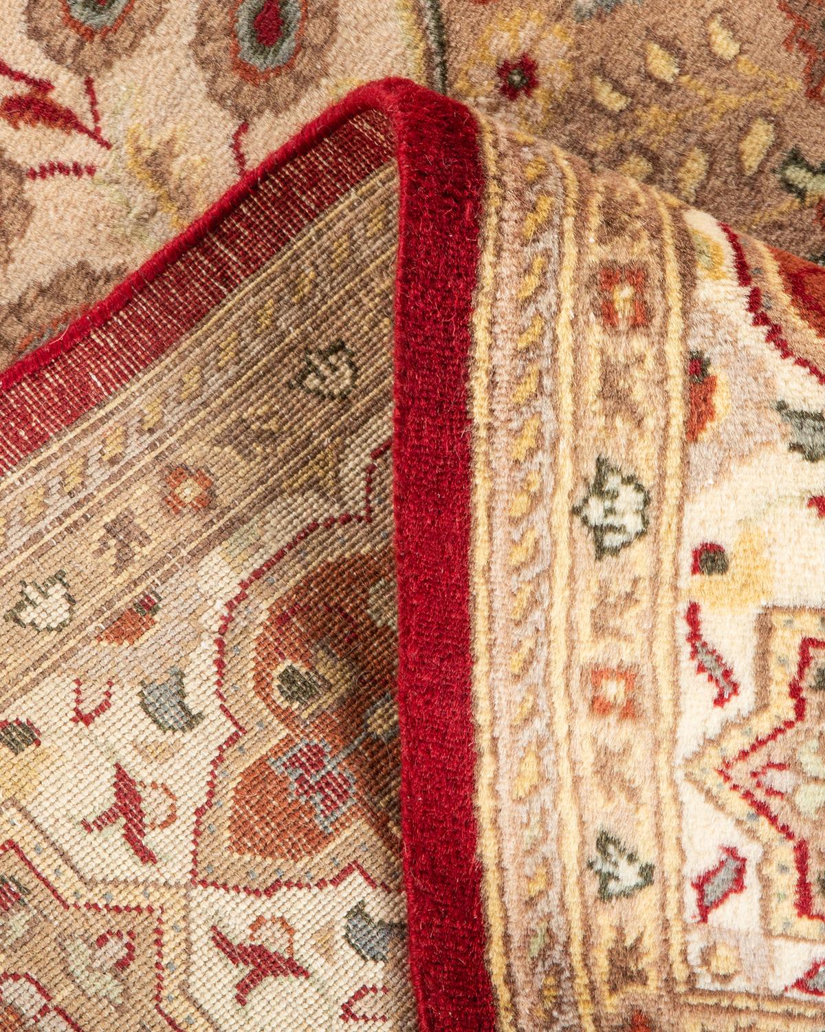 Handgeknüpfter, traditioneller, orientalischer Mogul-Roter Teppich, Unikat (Wolle) im Angebot