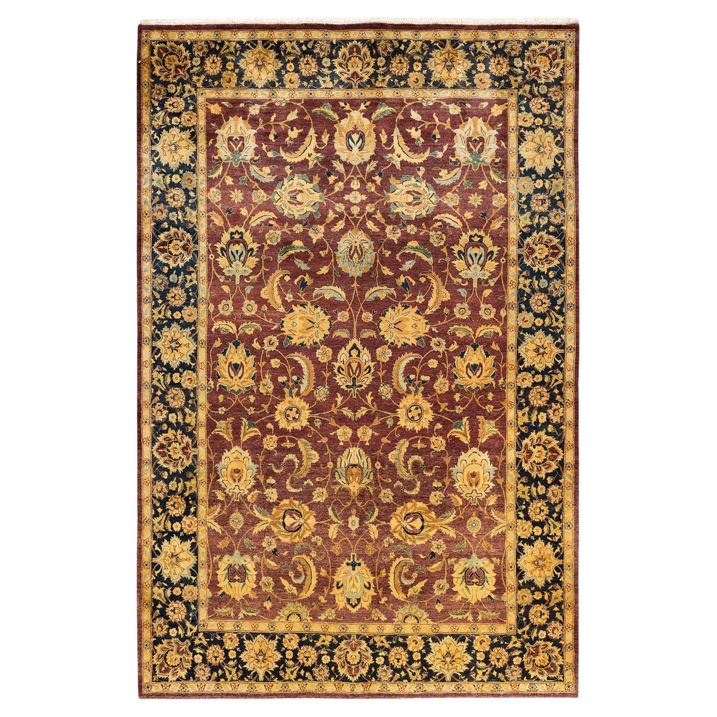 One-of-a-kind Hand Knotted Traditional Oriental Mogul Red Area Rug