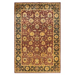 One-of-a-kind Hand Knotted Traditional Oriental Mogul Red Area Rug