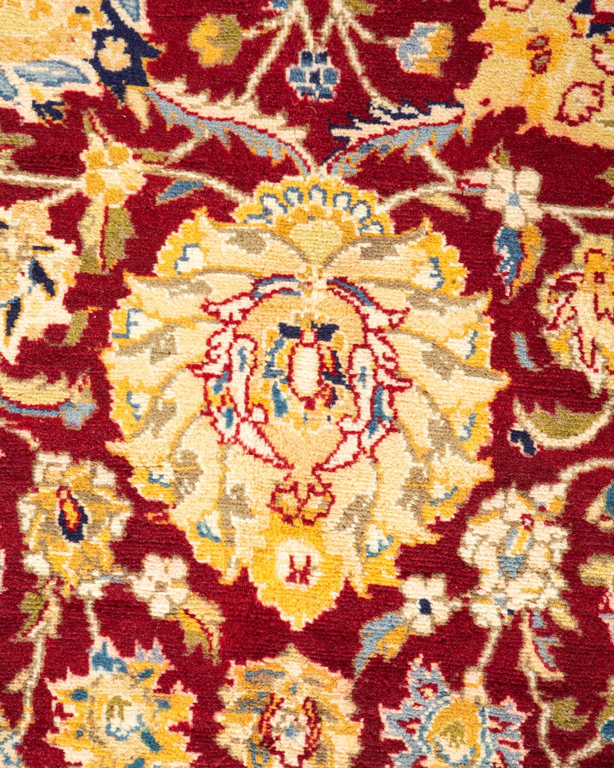 Pakistanais Tapis traditionnel oriental rouge moghol noué à la main, unique en son genre en vente