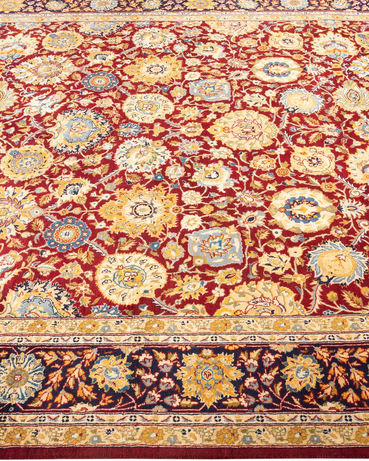 Tapis traditionnel oriental rouge moghol noué à la main, unique en son genre Neuf - En vente à Norwalk, CT