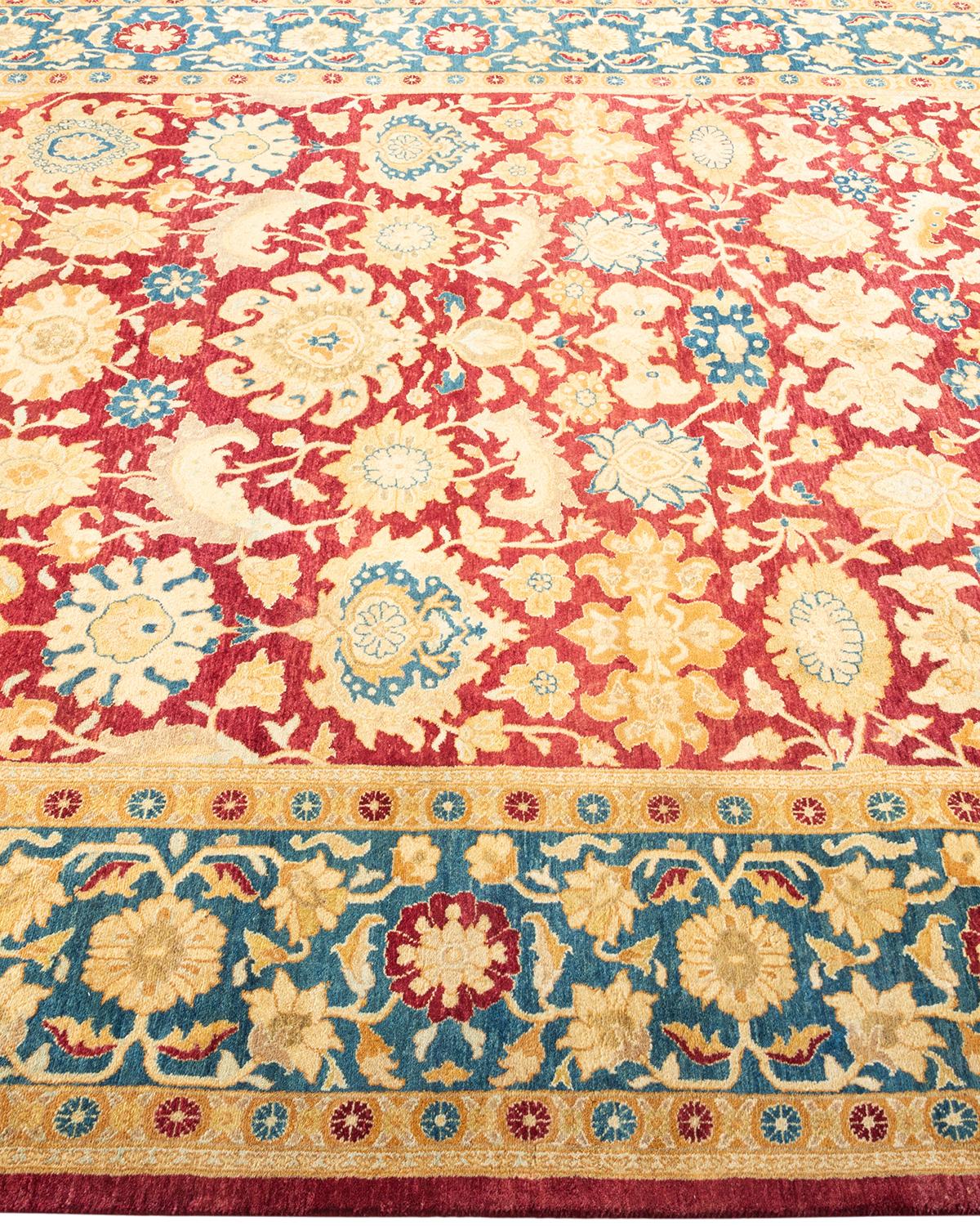 Handgeknüpfter, traditioneller, orientalischer Mogul-Roter Teppich, Unikat im Zustand „Neu“ im Angebot in Norwalk, CT
