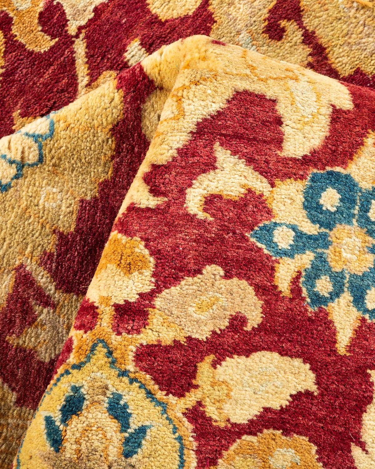 Handgeknüpfter, traditioneller, orientalischer Mogul-Roter Teppich, Unikat im Angebot 1