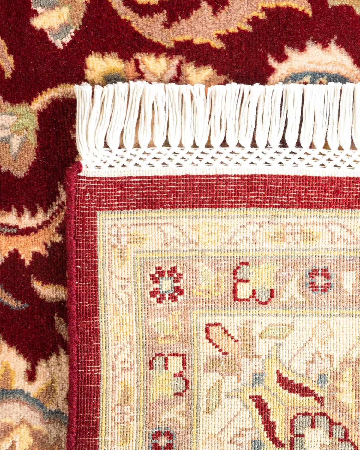 Handgeknüpfter traditioneller orientalischer Mogul-Roter Teppich, handgeknüpft, Unikat (21. Jahrhundert und zeitgenössisch) im Angebot