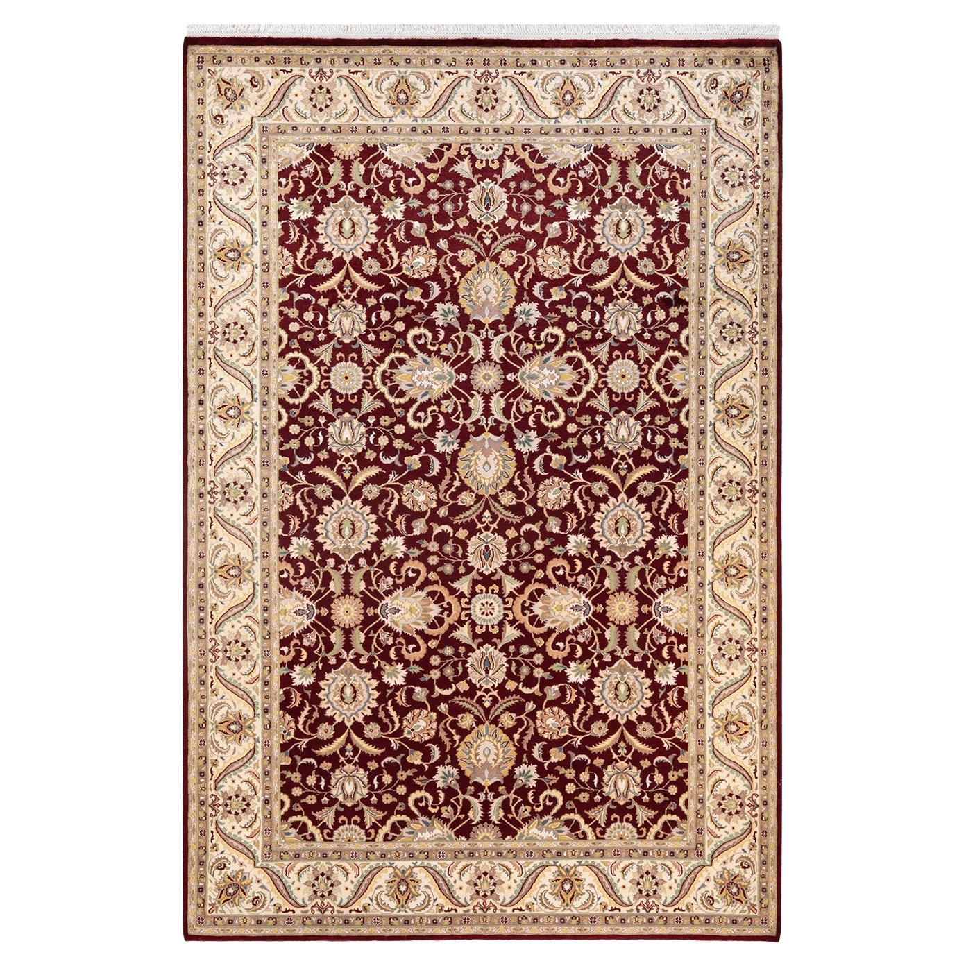 One-of-a-kind Hand Knotted Traditional Oriental Mogul Red Area Rug