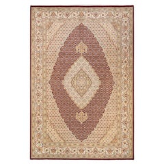Handgeknüpfter, traditioneller, orientalischer Mogul-Roter Teppich, Unikat