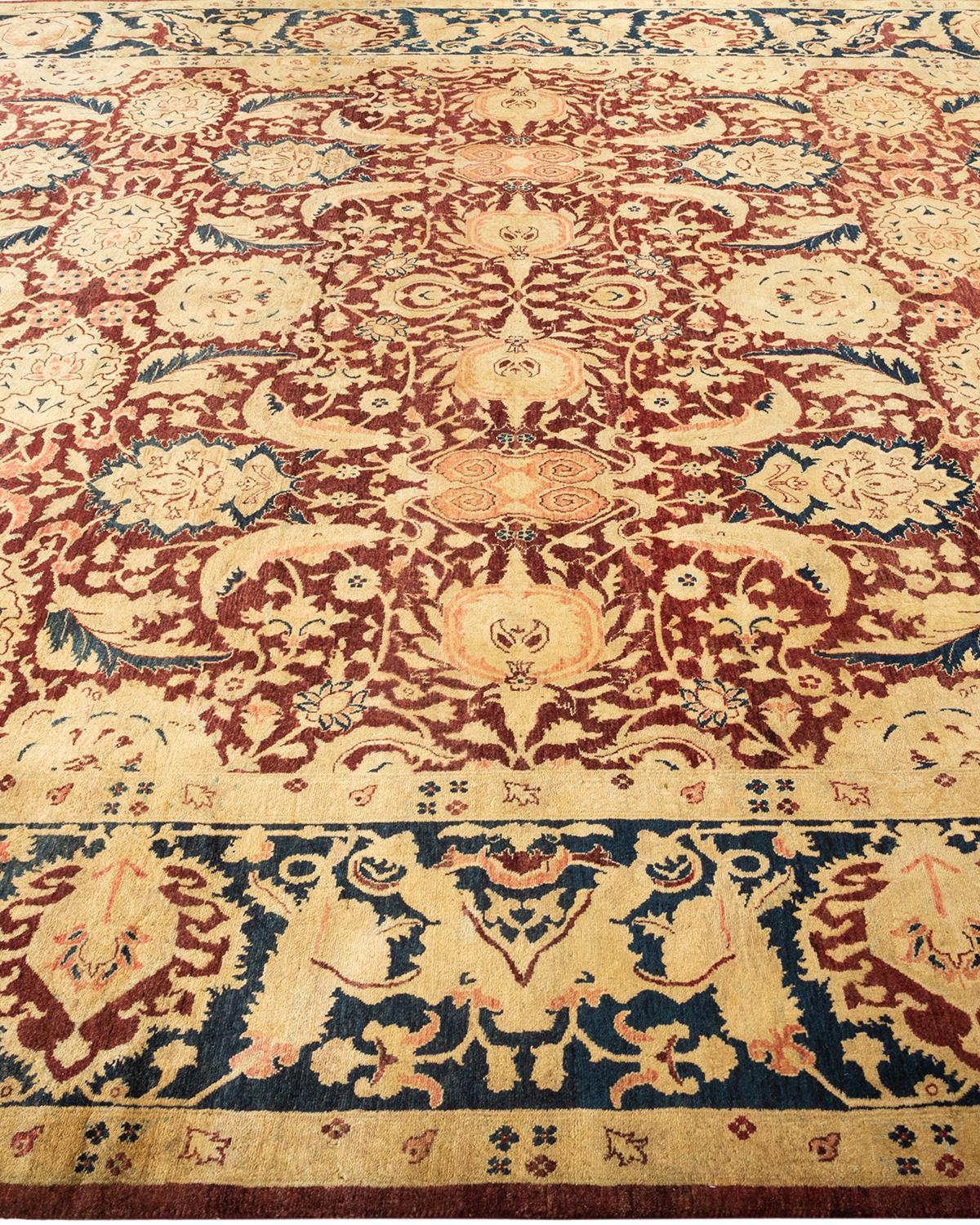 Tapis traditionnel oriental rouge moghol noué à la main, unique en son genre Neuf - En vente à Norwalk, CT