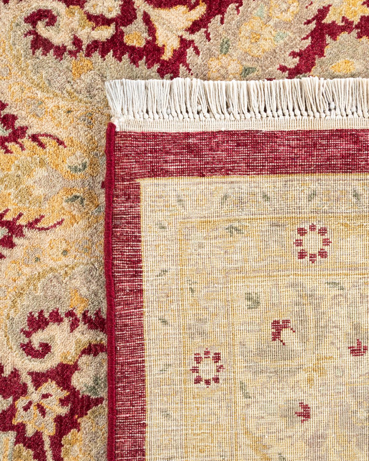 Contemporary One-of-a-kind Hand Knotted Traditional Oriental Mogul Red Area Rug For Sale