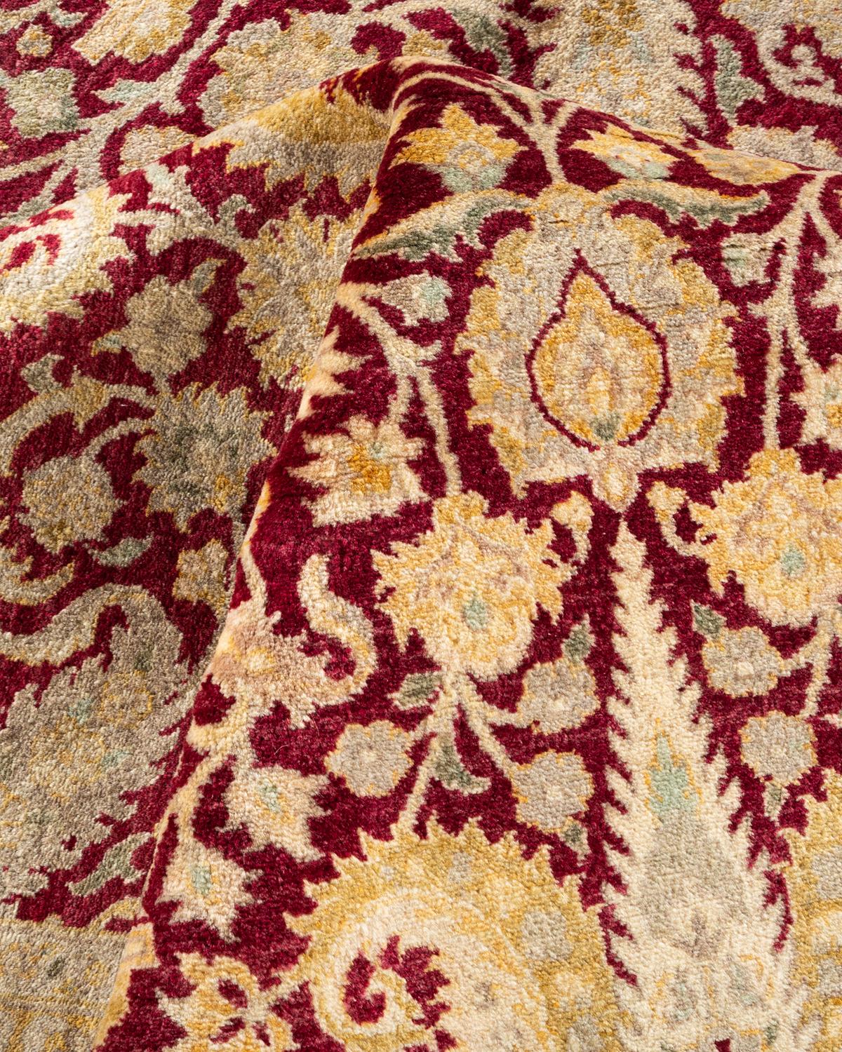 One-of-a-kind Hand Knotted Traditional Oriental Mogul Red Area Rug For Sale 1