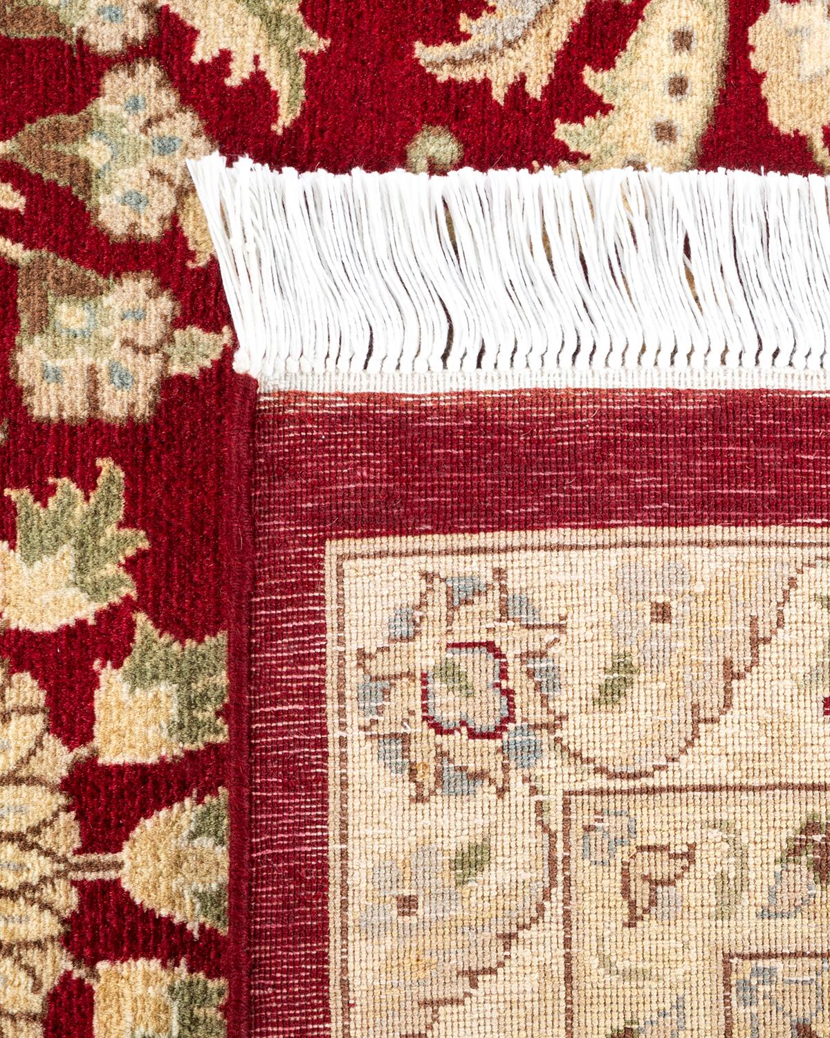 Contemporary One-Of-A-Kind Hand Knotted Traditional Oriental Mogul Red Area Rug For Sale