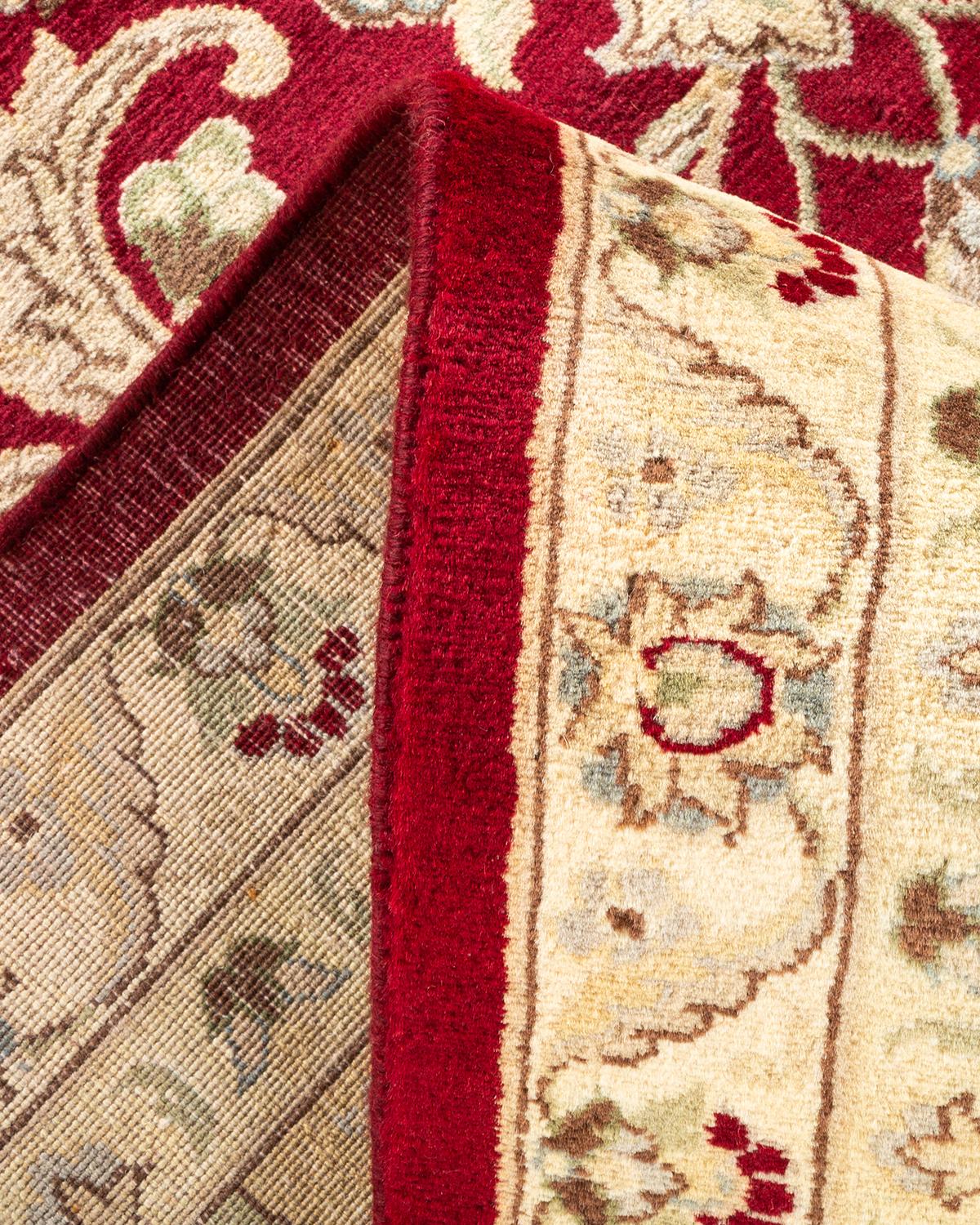 Wool One-Of-A-Kind Hand Knotted Traditional Oriental Mogul Red Area Rug For Sale