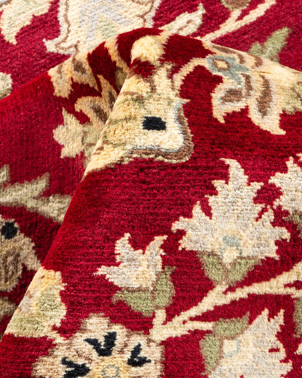 One-Of-A-Kind Hand Knotted Traditional Oriental Mogul Red Area Rug For Sale 1