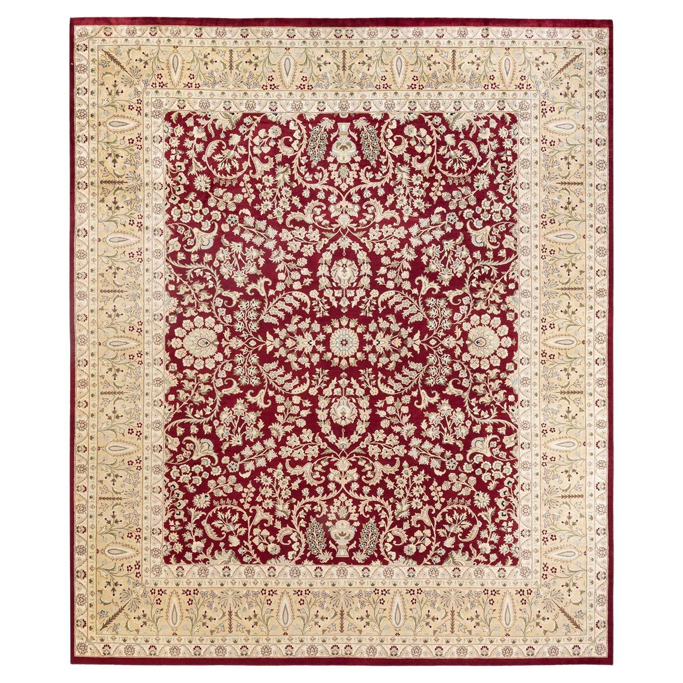 One-Of-A-Kind Hand Knotted Traditional Oriental Mogul Red Area Rug
