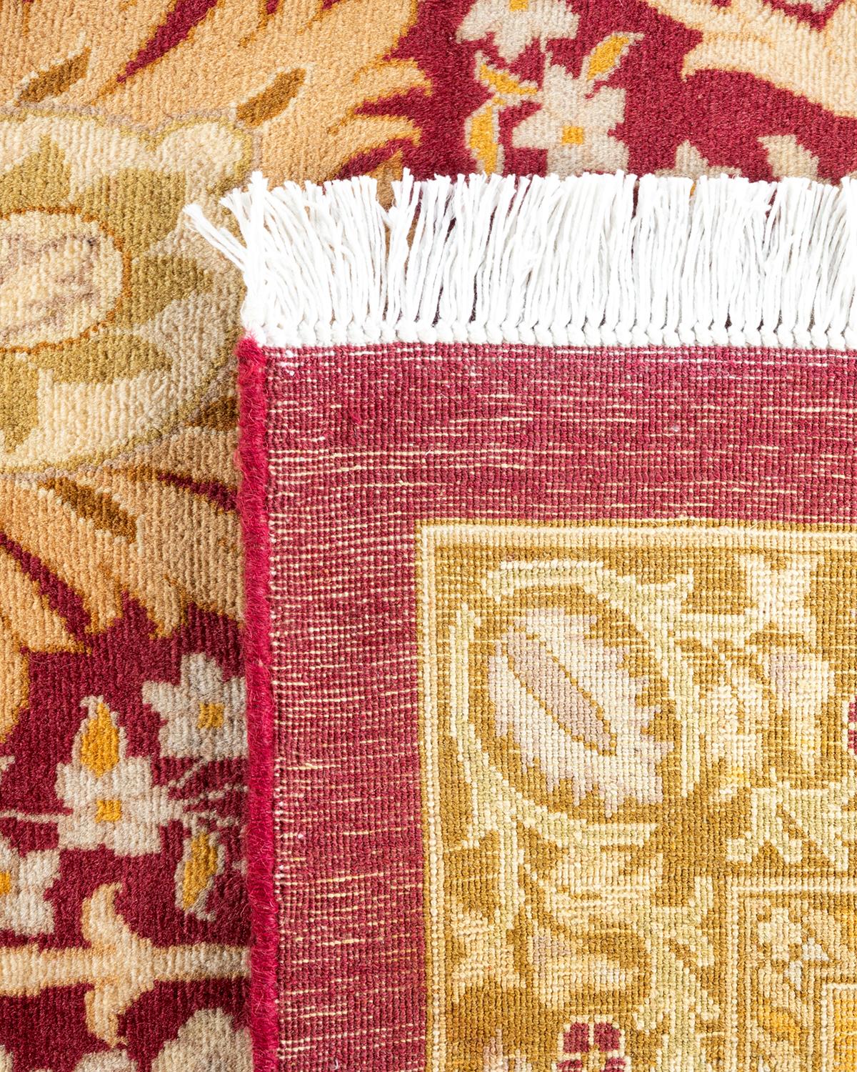 Contemporary One-Of-A-Kind Hand Knotted Traditional Oriental Mogul Red Area Rug For Sale